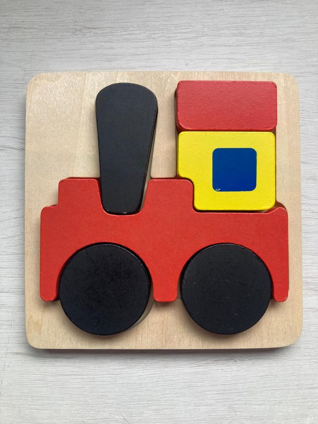 4 puzzles de madera (Tren, Tortuga, Pato, Mariposa