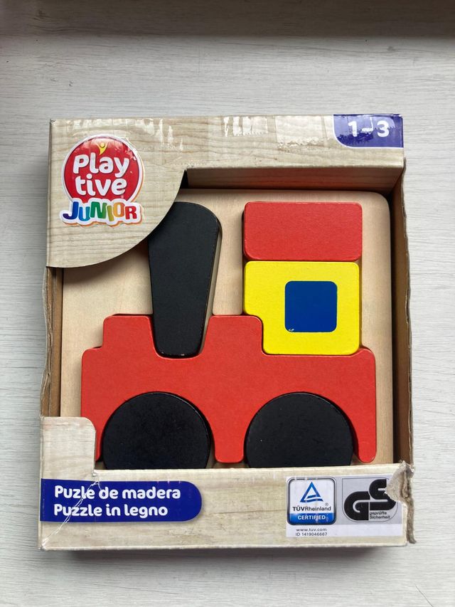 4 puzzles de madera (Tren, Tortuga, Pato, Mariposa