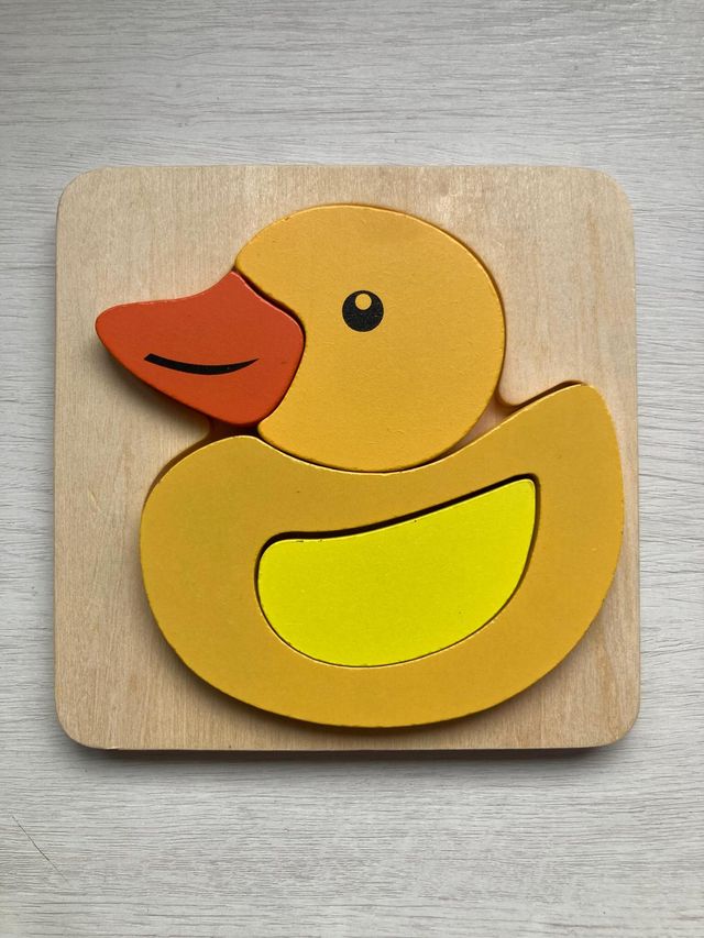 4 puzzles de madera (Tren, Tortuga, Pato, Mariposa