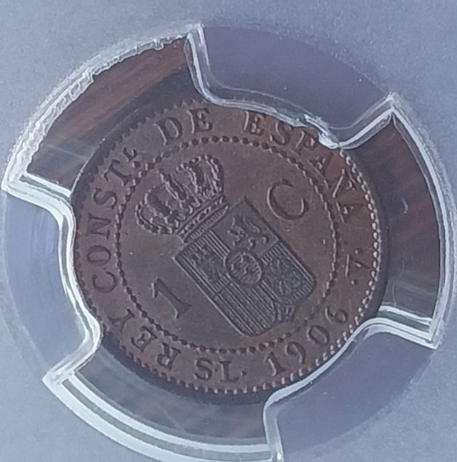 Moneda 1 Centimo 1906.Alfonso XIII.PCGS MS64