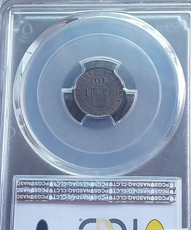 Moneda 1 Centimo 1906.Alfonso XIII.PCGS MS64