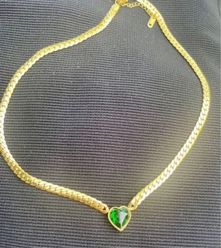 Gargantilla acero corazón verde