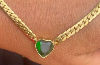 Gargantilla acero corazón verde