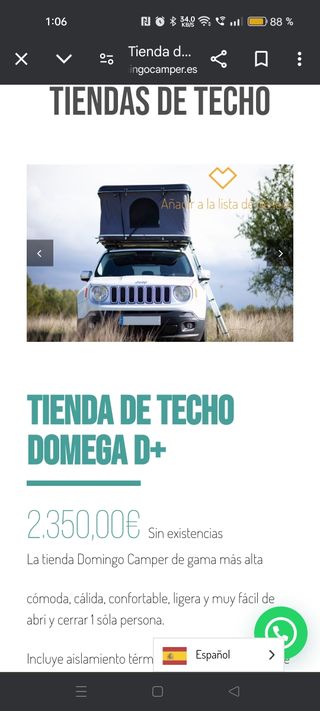 Techo tienda Camper DominGo