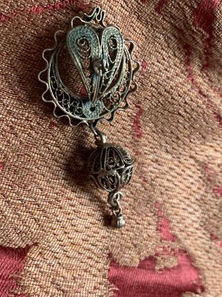 Pendiente plata antiguo filigrana