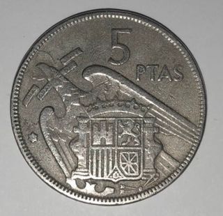 Moneda Franco 5 pesetas 1957 estrella 64!!
