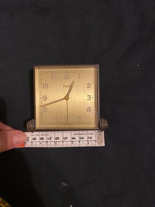 Antico orologio da tavolo in ottone Swiza Mignon