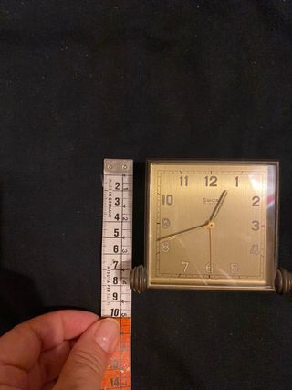 Antico orologio da tavolo in ottone Swiza Mignon