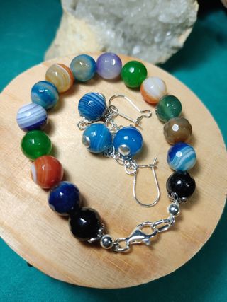 PENDIENTES + PULSERA Y COLGANTE AGATAS