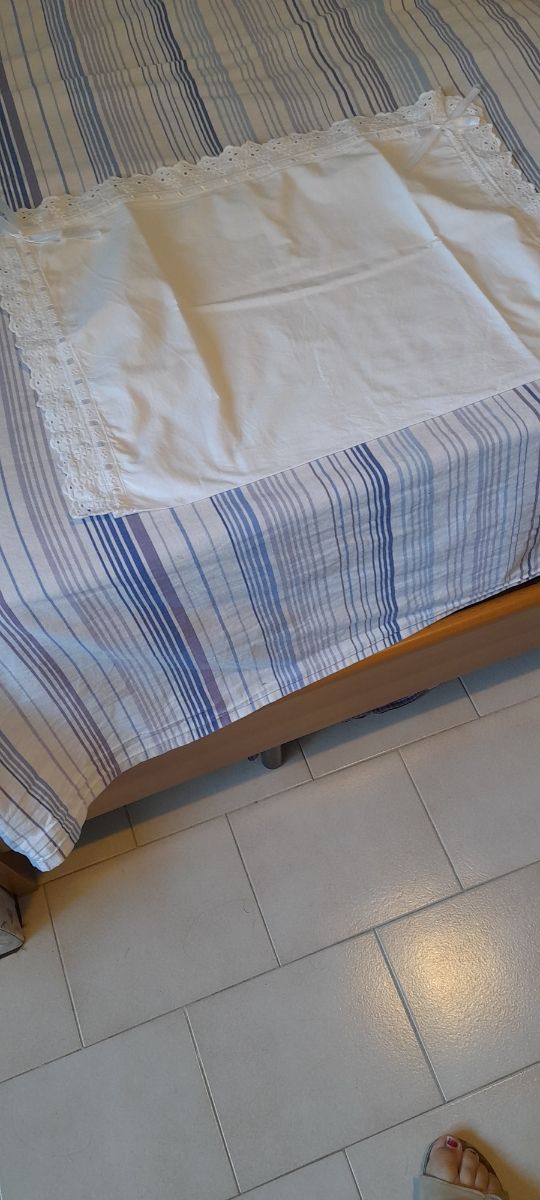 Set Lenzuolo E Federa bebe pizzo San Gallo