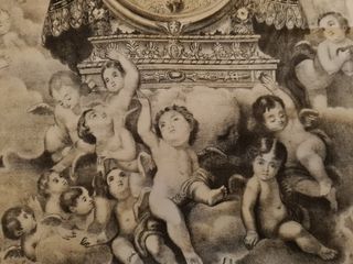 Grabado de la Virgen de las Angustias en seda