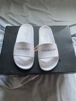 chanclas de niño calvin klein blancas