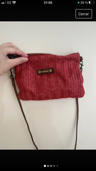Bolso rojo de mimbre Tantrend interior forrado 