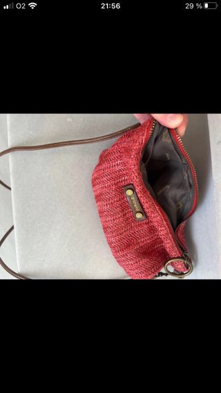 Bolso rojo de mimbre Tantrend interior forrado 