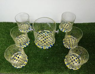 6 vasos wiskhy y cubitera