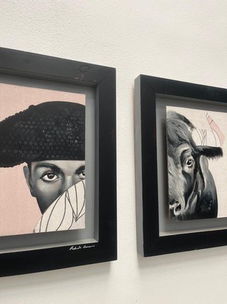 Retratos taurinos pintados en tabla
