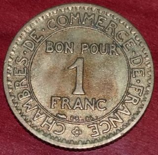 1 moneda de 1 Bon Pour Franc 1924