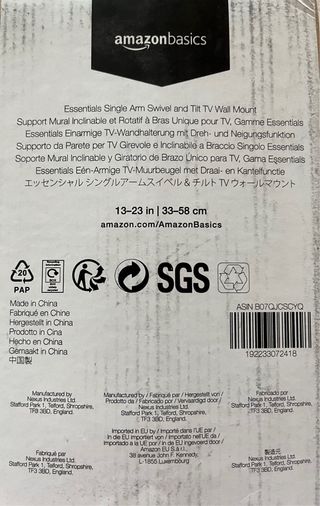 Soporte pared TV / 33-58 cm / 13-23 pulgadas