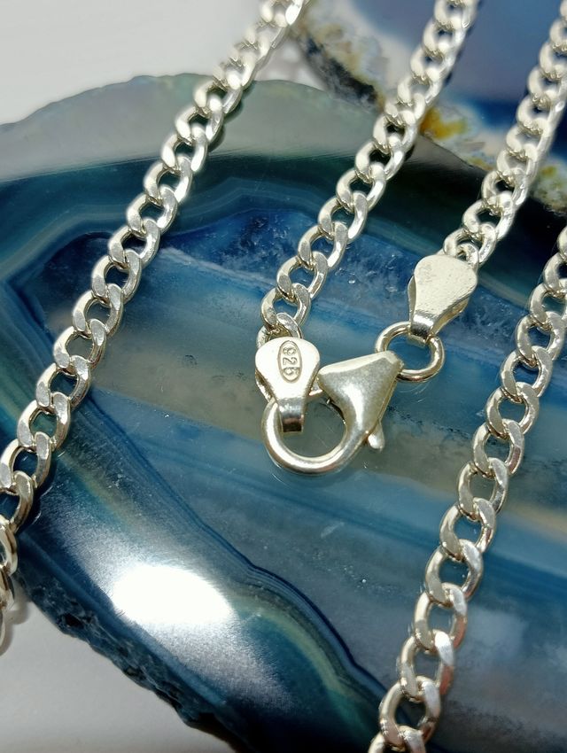 Cadena plata hueca 55 cm plata de ley.