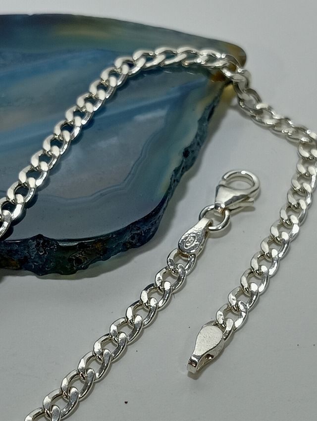 Pulsera plata hueca plata de ley.