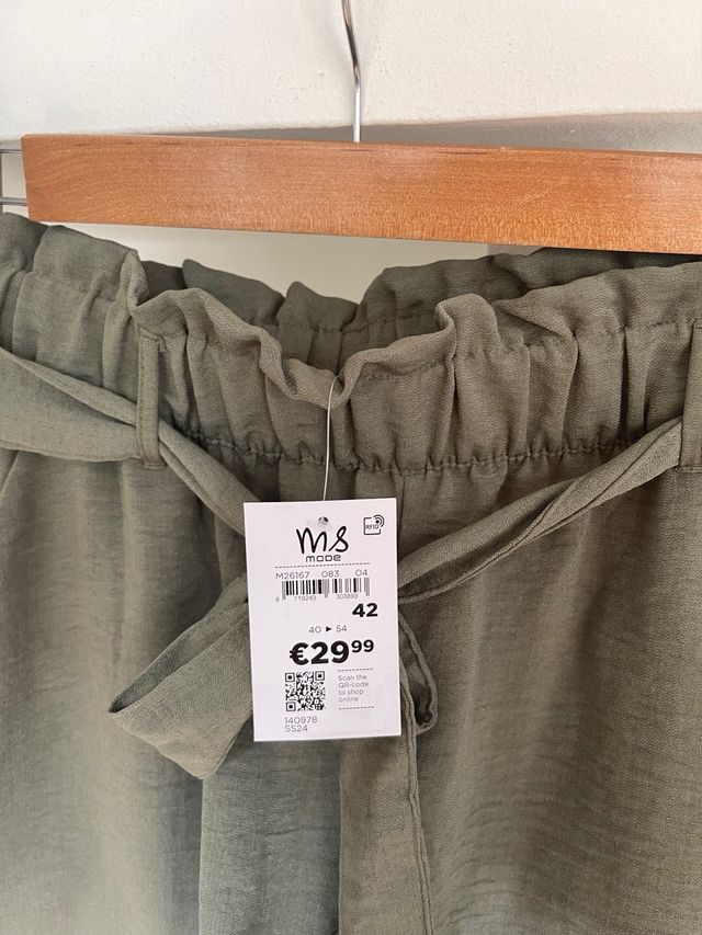 Short kaki elástico cinturón