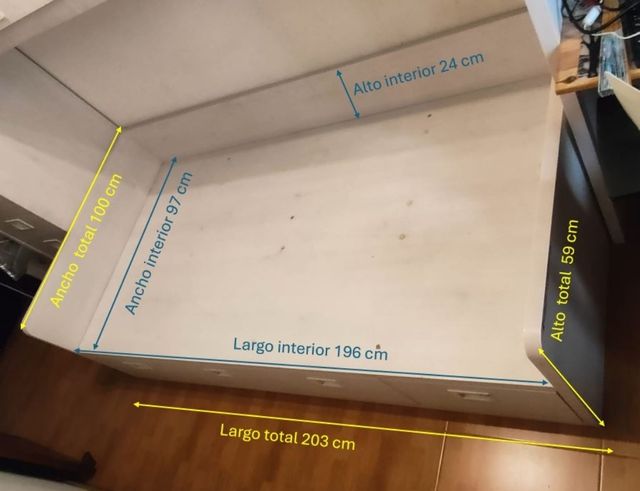 Cama nido juvenil para colchón 90x190