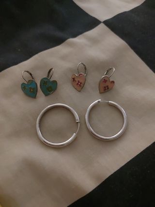 Aros plata+regalo pendientes corazón 