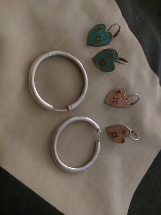 Aros plata+regalo pendientes corazón 