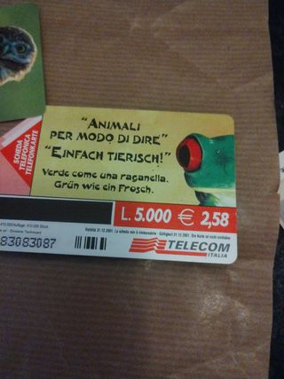 2 schede telefoniche "animali per modo di d