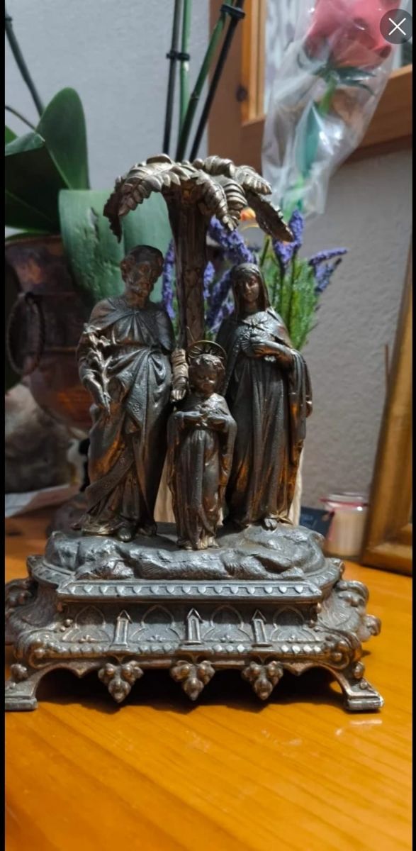 FIGURA BRONCE SAGRADA FAMILIA ARTESANIA PELTRE