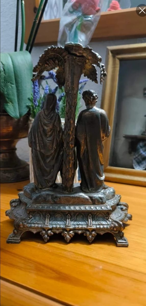 FIGURA BRONCE SAGRADA FAMILIA ARTESANIA PELTRE