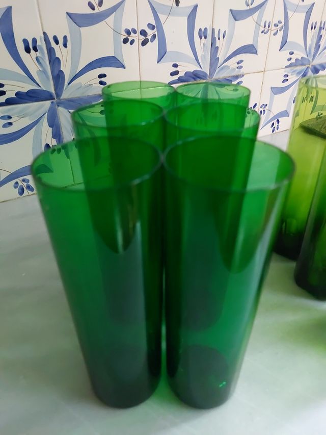 11 vasos cristal largos tubo / gots cristall/vidre