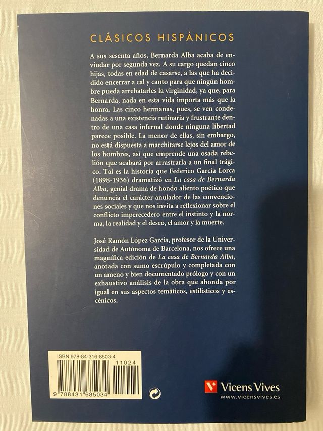 Libro de lectura La casa de Benarda Alba