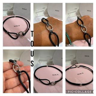 Collar CHOKER TOUS CORDON PIEL Y PLATA