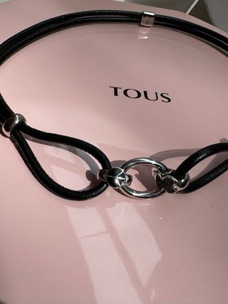 Collar CHOKER TOUS CORDON PIEL Y PLATA