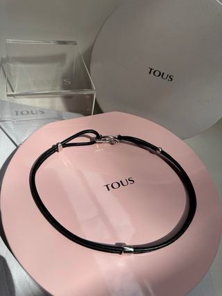 Collar CHOKER TOUS CORDON PIEL Y PLATA