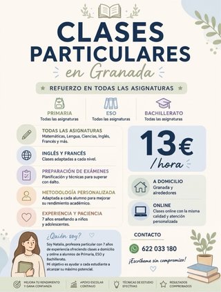 Clases particulares primaria, ESO,Bachillerato