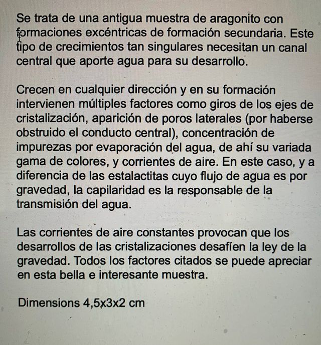 Mineral. Excéntricas de Aragonito
