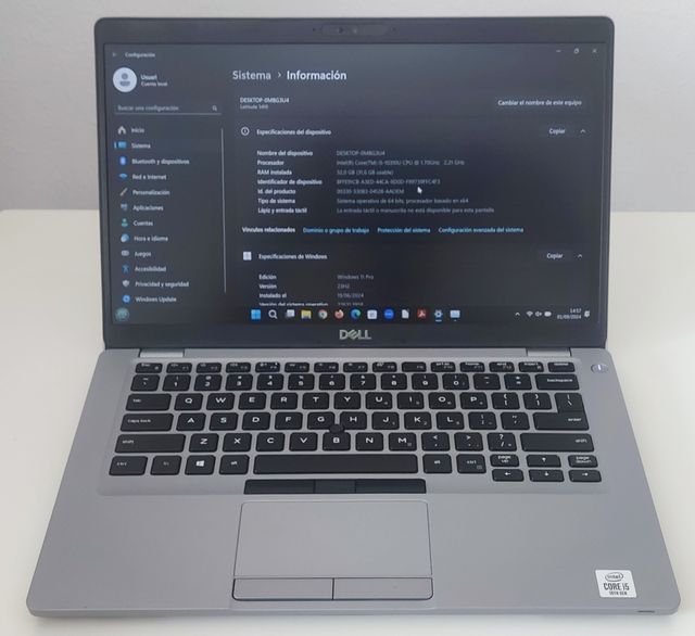 Portátil 14" Dell i5 10° Gen 8 RAM 256 NVME