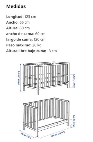 Cuna clasica + colchón nuevo.