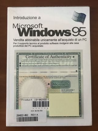 1995 Microsoft Windows 95 Certificato autenticità