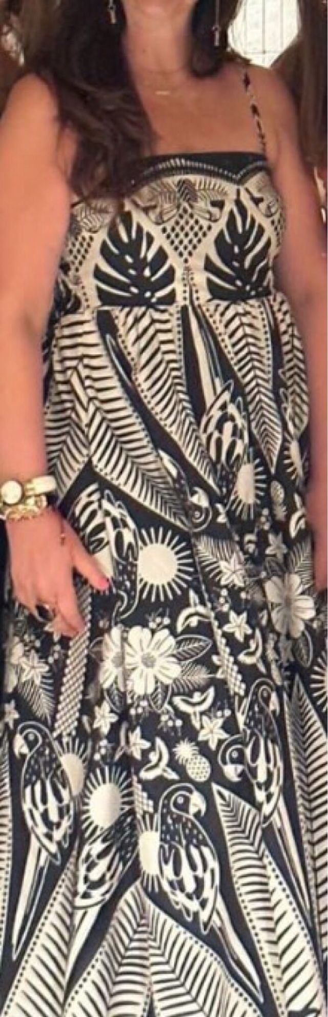 Vestido largo estampado beige/negro