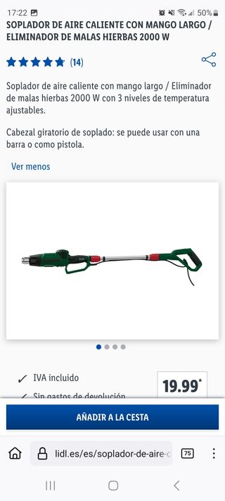 Soplador aire caliente