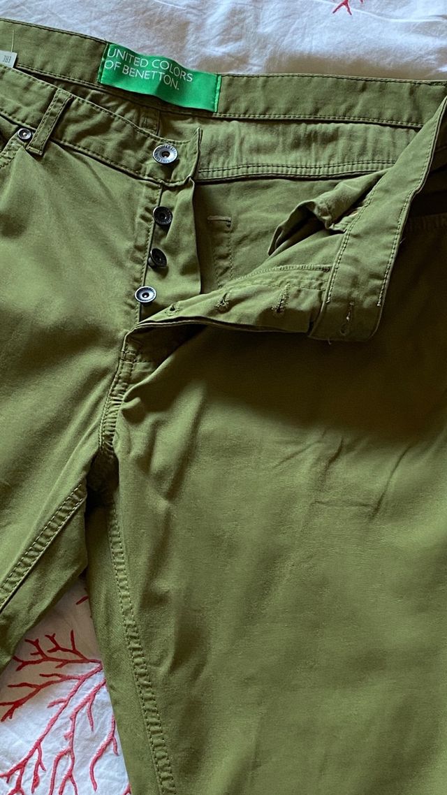 Pantalón chinos verde hombre T50 benetton
