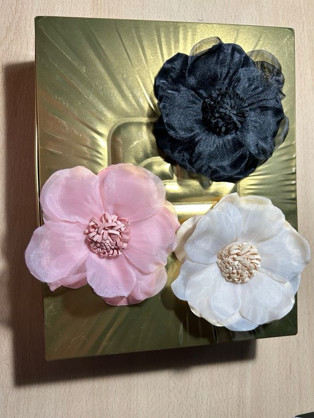 Lote de 3 broches flor de tela