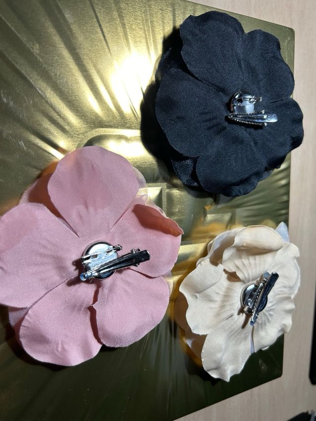 Lote de 3 broches flor de tela