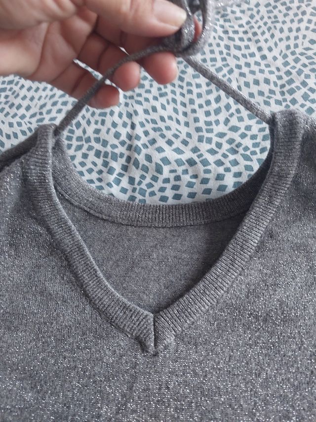 Jersey tres cuartos punto fino gris