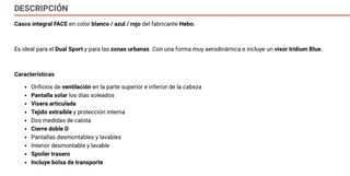 Casco moto Hebo FACE Talla XS-53/54