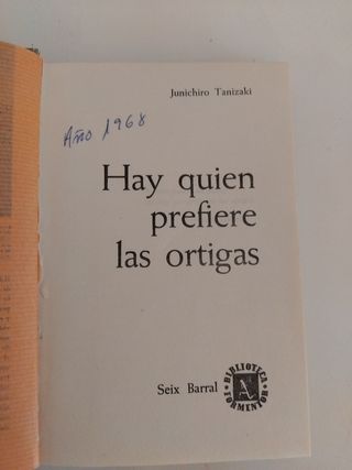 Hay quien prefiere las ortigas, de Tanizaki