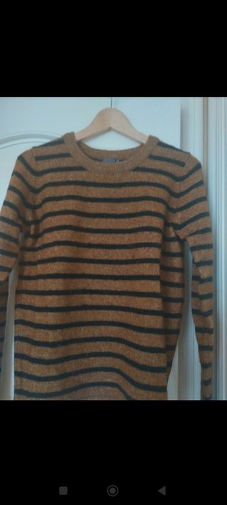 Jersey de rayas en tostado y Negro 